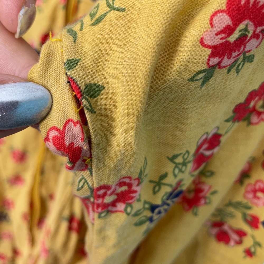 Gunne Sax Rare Black Label Medieval Style Floral Yellow Maxi Dress Size 5 - Picture 9 of 16